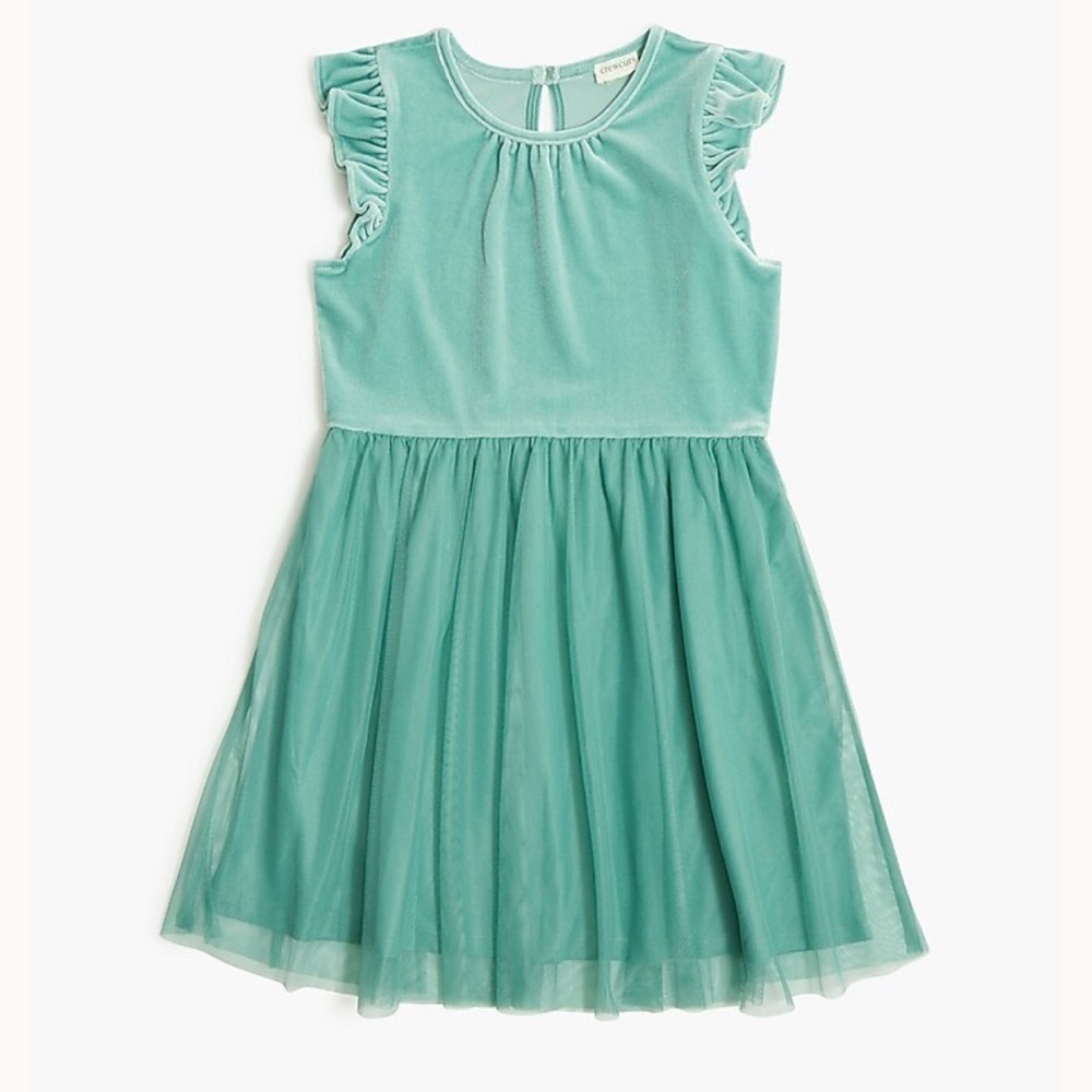 🆕 Crewcuts Mint Green Ruffle Sleeve Dress Girls